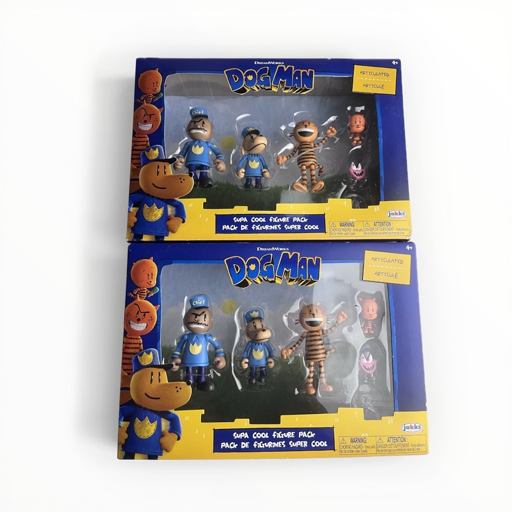 Lot of (2) Dreamworks Dog Man SUPA COOL FIGURE PACK Set of 5